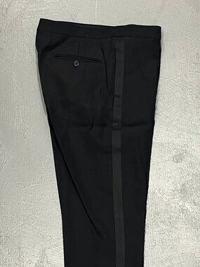 SAINT LAURENT *UNUSED* GRAIN DE POUDRE WOOL TUXEDO PANTS IT 48 / US 32 - $1580